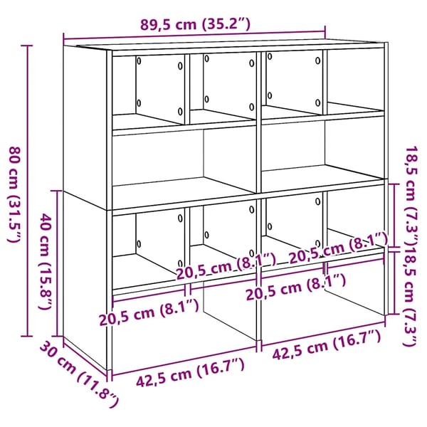 vidaXL Skostativer 2 stk stablebar røkt eik 89,5x30x40 cm
