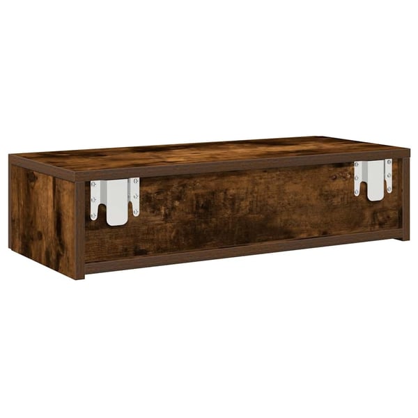 vidaXL Vegghylle med skuffer røkt eik 60x26,5x15 cm konstruert tre