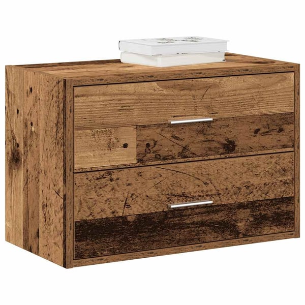 vidaXL Skap med 2 skuffer gammelt tre 60x31x40 cm konstruert tre