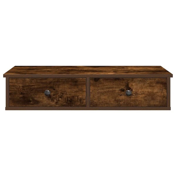 vidaXL Vegghylle med skuffer røkt eik 80x31x17 cm konstruert tre