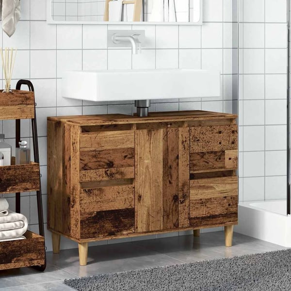 vidaXL underskab til håndvask 80x33x60 cm konstrueret træ antikt træ