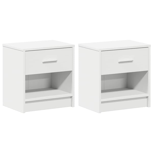 vidaXL sengeborde 2 stk. med skuffe 39x28x41 cm hvid