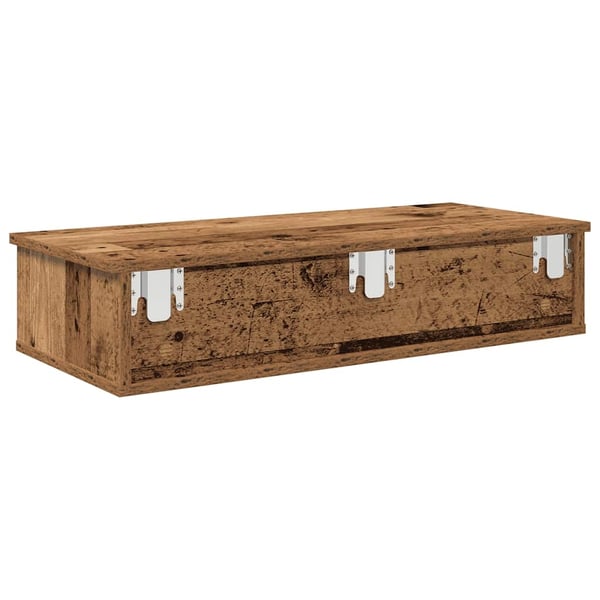 vidaXL Vegghylle med skuffer gammelt tre 80x31x17 cm konstruert tre