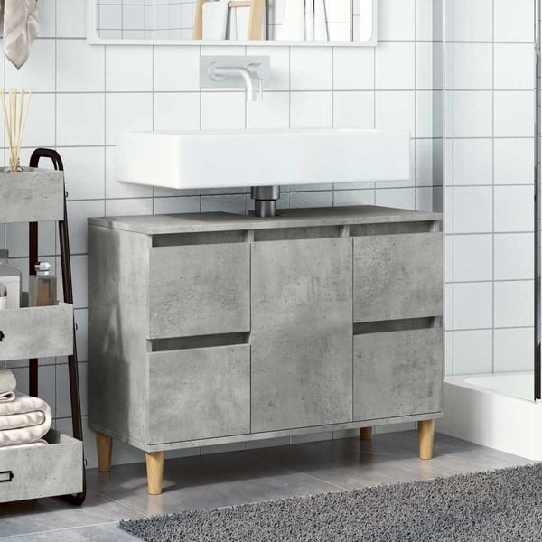 vidaXL Servantskap betonggrå 80x33x60 cm konstruert tre