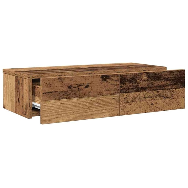 vidaXL Vegghylle med skuffer gammelt tre 60x26,5x15 cm konstruert tre