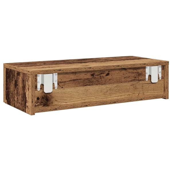 vidaXL Vegghylle med skuffer gammelt tre 60x26,5x15 cm konstruert tre