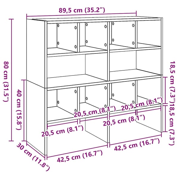 vidaXL Skostativer 2 stk stablebar brun eik 89,5x30x40 cm