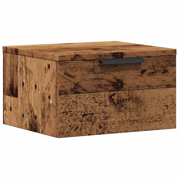 vidaXL væghængt sengebord 34x30x20 cm antikt træ