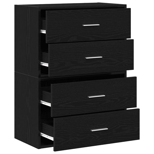 vidaXL Skap med 2 skuffer 2 stk sort eik 60x31x40 cm konstruert tre