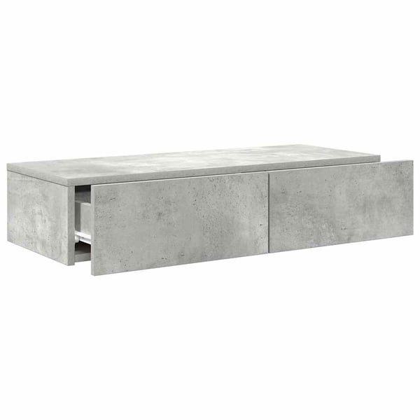 vidaXL Vegghylle med skuffer betonggrå 80x33x17 cm konstruert tre