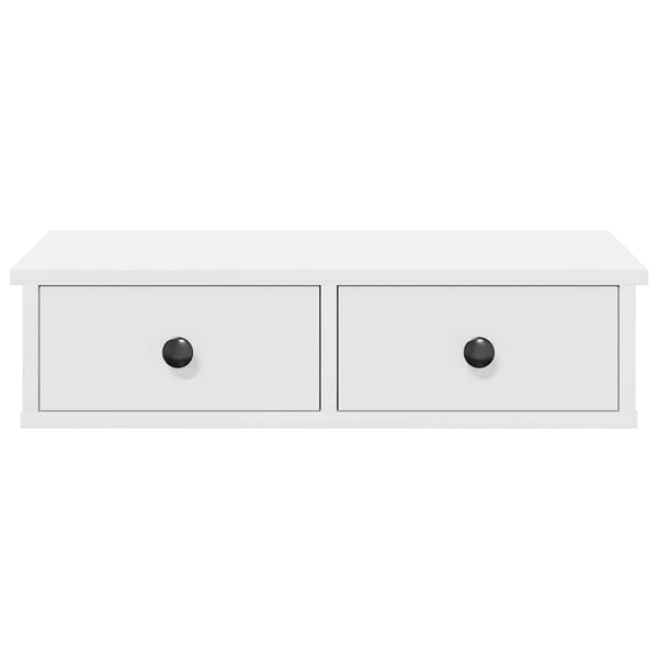 vidaXL Vegghylle med skuffer hvit 60x28x15 cm konstruert tre