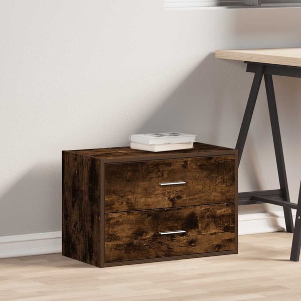 vidaXL Skap med 2 skuffer røkt eik 60x31x40 cm konstruert tre