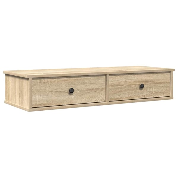 vidaXL Vegghylle med skuffer sonoma eik 100x37,5x19 cm konstruert tre