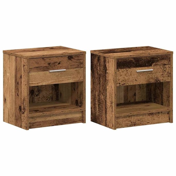 vidaXL sengeborde 2 stk. med skuffe 39x28x41 cm antikt træ