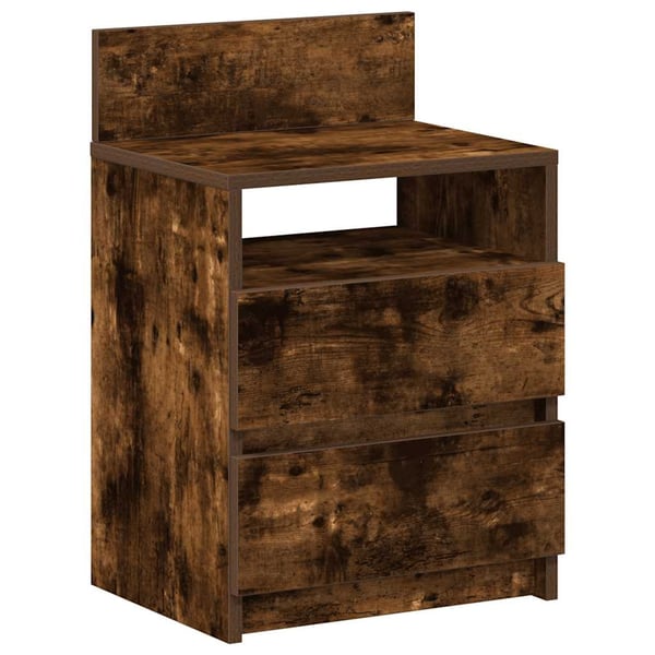 vidaXL sengebord med 2 skuffer 40x33x60 cm røget egetræsfarve