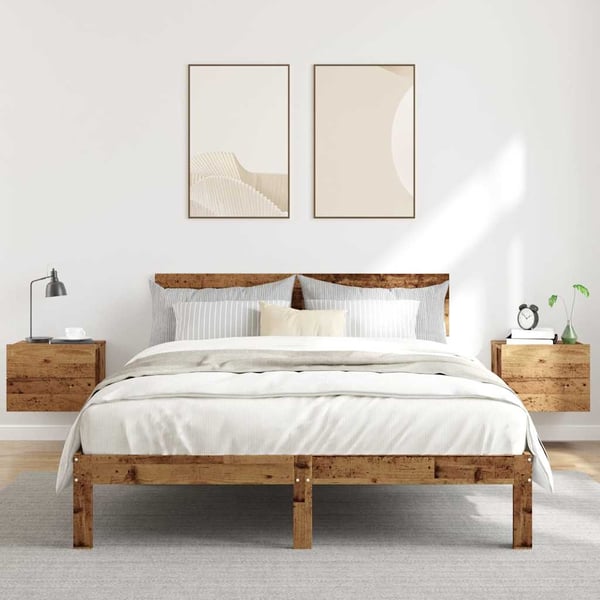 vidaXL væghængte sengeborde 2 stk. 40x32x30 cm antikt træ