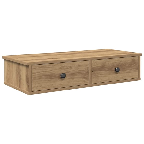 vidaXL Vegghylle med skuffer artisian eik 80x31x17 cm konstruert tre