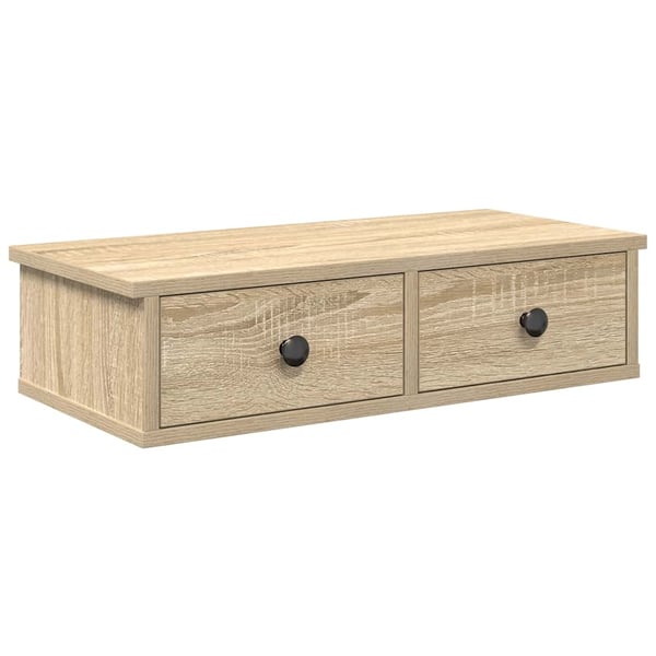 vidaXL Vegghylle med skuffer sonoma eik 60x28x15 cm konstruert tre