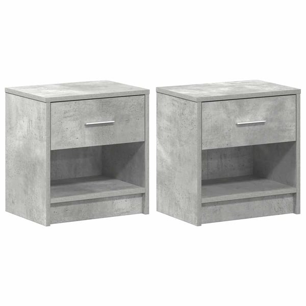 vidaXL Nattbord 2 stk med skuff betonggrå 39x28x41 cm