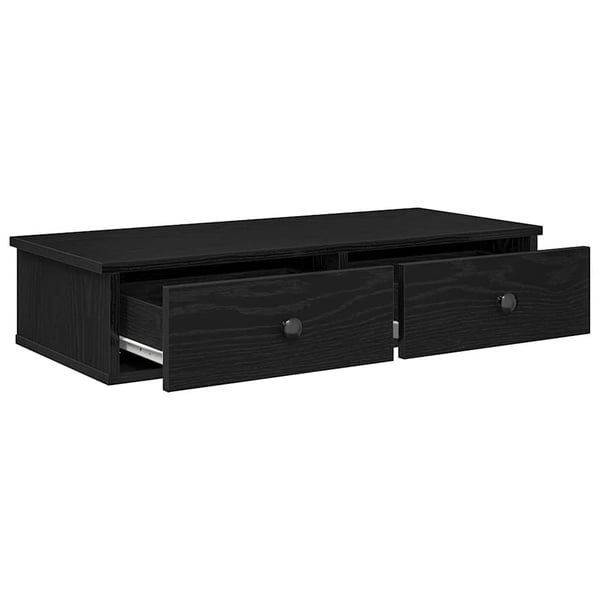 vidaXL væghylde med skuffer 80x34x17 cm konstrueret træ sort