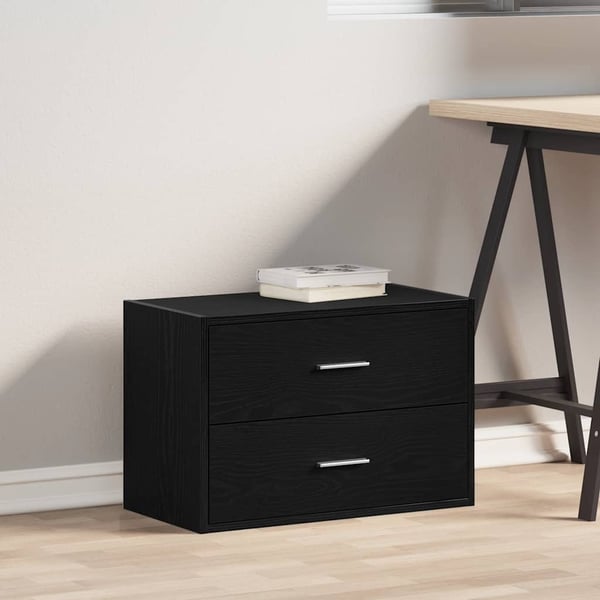vidaXL Skap med 2 skuffer sort eik 60x31x40 cm konstruert tre