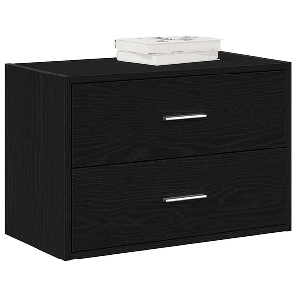 vidaXL Skap med 2 skuffer sort eik 60x31x40 cm konstruert tre