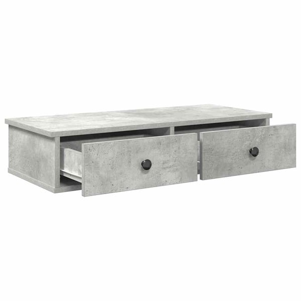 vidaXL Vegghylle med skuffer betonggrå 80x31x17 cm konstruert tre