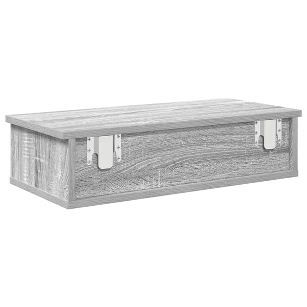vidaXL Vegghylle med skuffer grå sonoma 60x28x15 cm konstruert tre