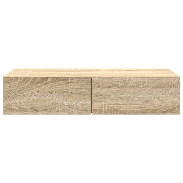 vidaXL Vegghylle med skuffer sonoma eik 80x33x17 cm konstruert tre