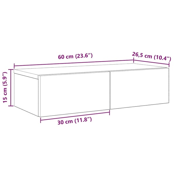 vidaXL Vegghylle med skuffer sonoma eik 60x26,5x15 cm konstruert tre