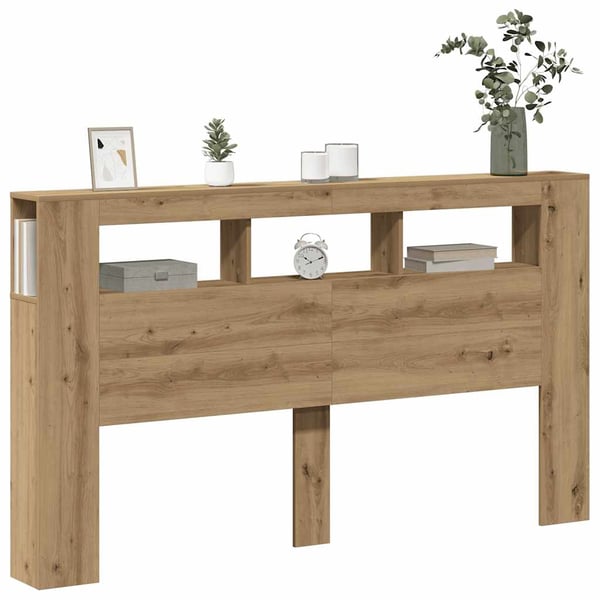 vidaXL Sengegavl med LED artisan eik 180x18,5x103,5 cm konstruert tre