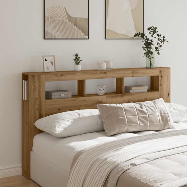 vidaXL Sengegavl med LED artisan eik 180x18,5x103,5 cm konstruert tre
