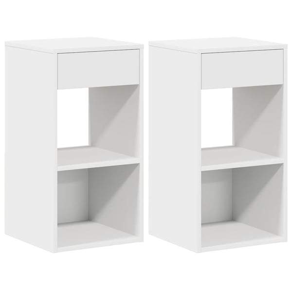 vidaXL sengeborde med skuffe 2 stk. 35x34x66,5 cm hvid