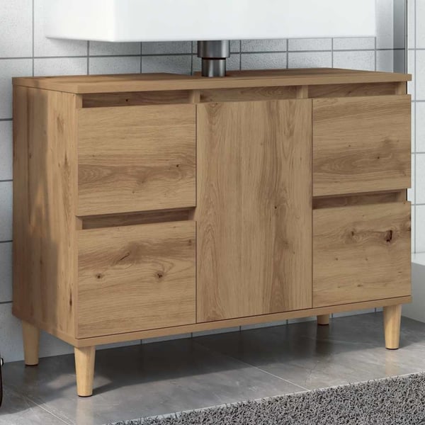 vidaXL Servantskap artisan eik 80x33x60 cm konstruert tre