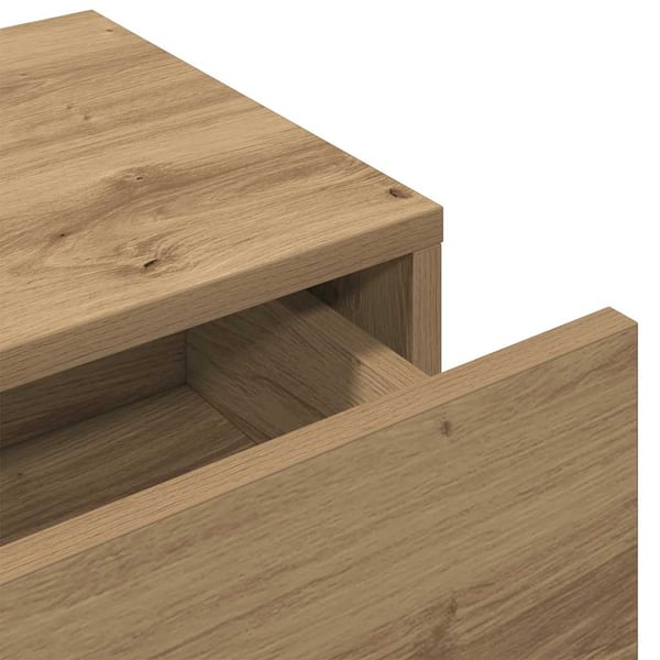 vidaXL væghylde med skuffer 60x26,5x15 cm konstrueret træ egetræsfarve