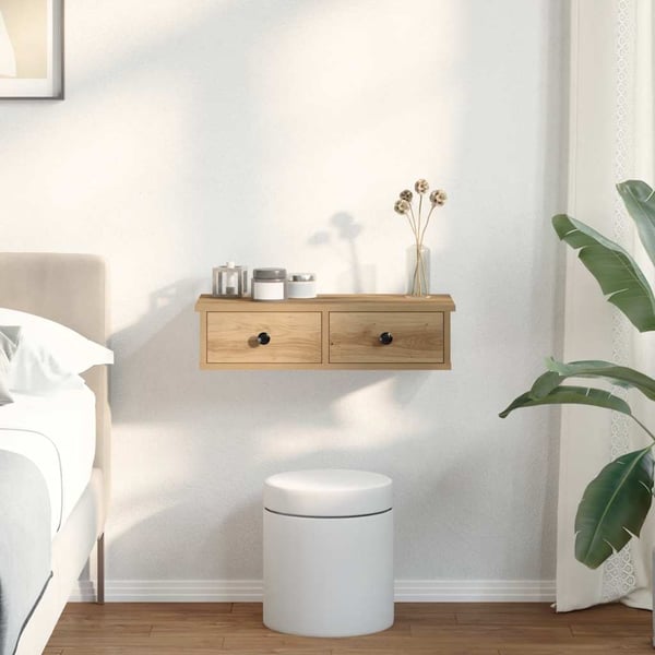vidaXL Vegghylle med skuffer artisian eik 60x28x15 cm konstruert tre