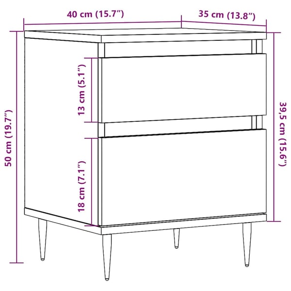 vidaXL Nattbord artisan eik 40x35x50 cm konstruert tre