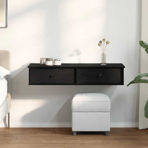 vidaXL Vegghylle med skuffer svart 100x37,5x19 cm konstruert tre