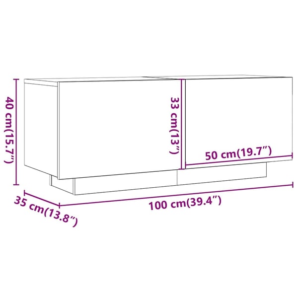 vidaXL TV-benk artisan eik 100x35x40 cm konstruert tre
