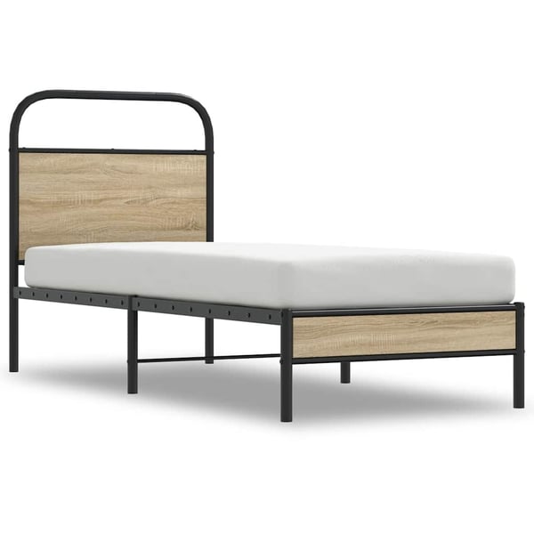 vidaXL Sengeramme uten madrass røkt eik 75x190 cm konstruert tre