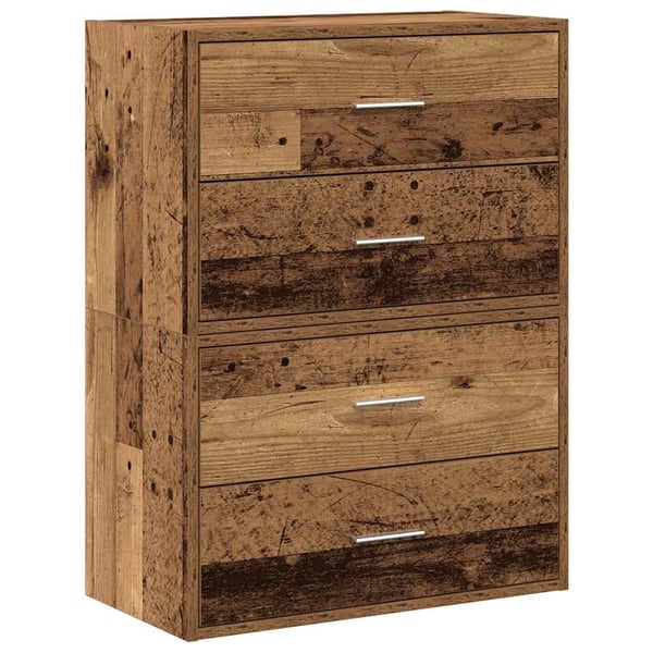 vidaXL Skap med 2 skuffer 2 stk gammelt tre 60x31x40 cm konstruert tre