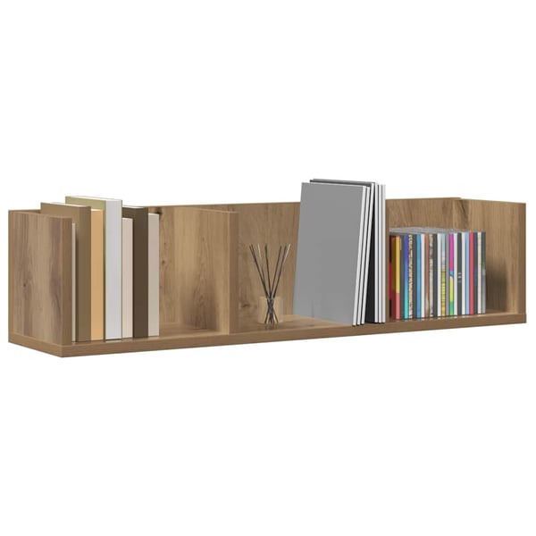 vidaXL Veggmontert CD-hylle artisan eik 75x18x18 cm konstruert tre