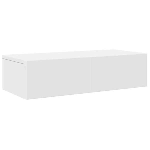 vidaXL Vegghylle med skuffer hvit 60x26,5x15 cm konstruert tre