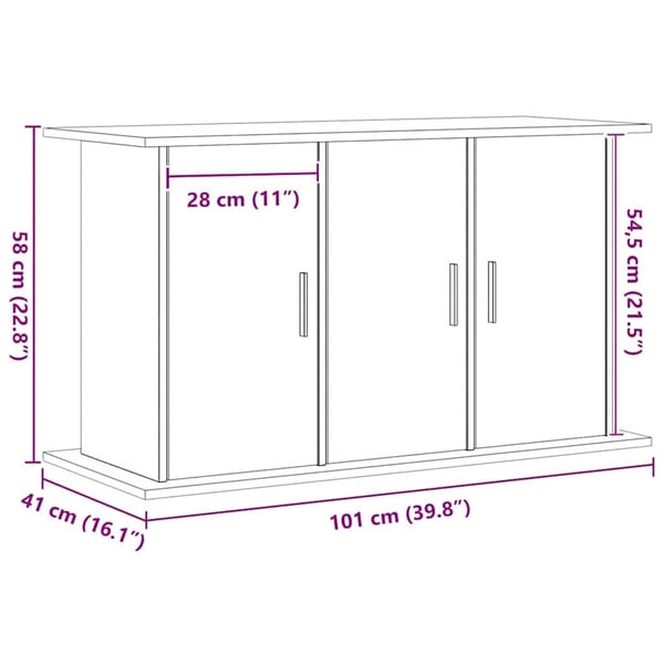 vidaXL Akvariestativ håndverkseik 101x41x58 cm konstruert tre