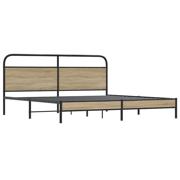 vidaXL Sengeramme i metall uten madrass røkt eik 183x213 cm