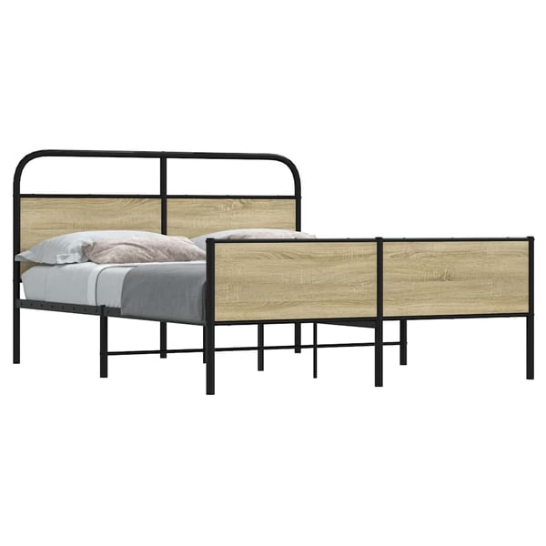 vidaXL Sengeramme i metall uten madrass sonoma eik 150x200 cm