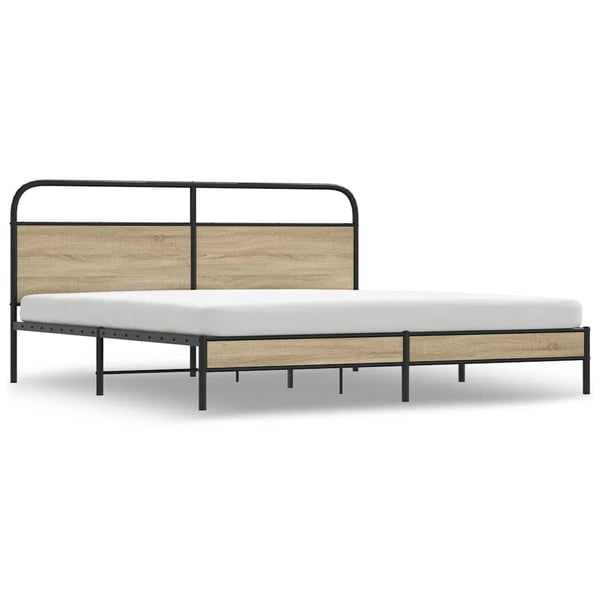 vidaXL Sengeramme i metall uten madrass røkt eik 200x200 cm