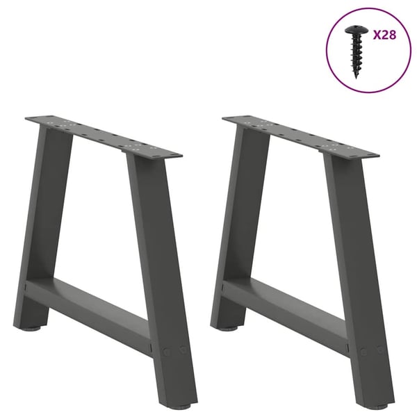 vidaXL Salongbordben A-formet 2 stk antrasitt 70 x (42-43) cm stål
