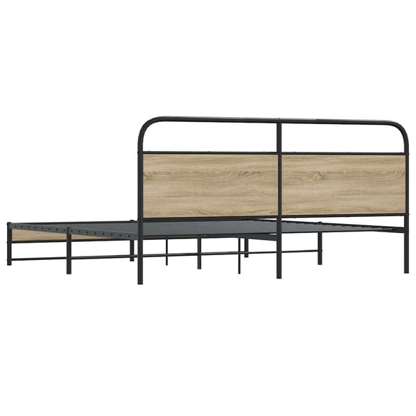 vidaXL Sengeramme i metall uten madrass røkt eik 200x200 cm
