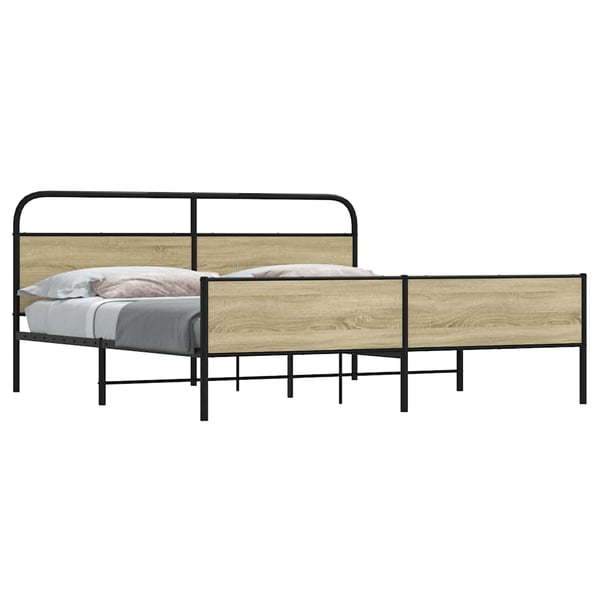 vidaXL Sengeramme i metall uten madrass sonoma eik 183x213 cm